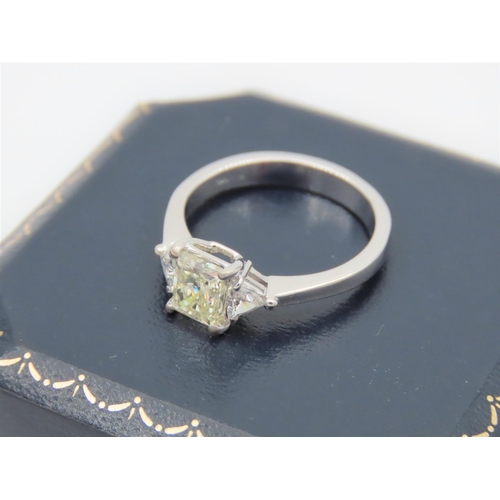 240 - Classic Light Fancy Yellow Ladies Diamond Ring Diamond Approximately 1 Carat with Further Diamonds o... 