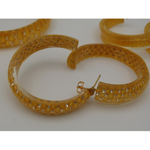 242 - Three Ladies Modernist Form Bracelets with 24 Carat Gold Highlights and Two Pairs of Earrings