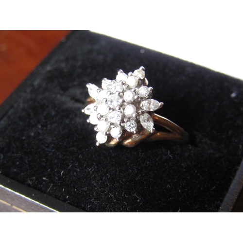 252 - Diamond Cluster Ring Mounted on 9 Carat Gold Band Ring Size K