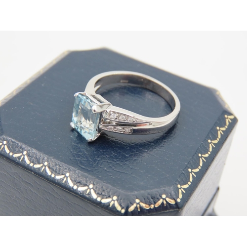 26 - Aquamarine and Diamond Set Ladies Ring Mounted on 18 Carat White Gold Attractively Detailed Ring Siz... 
