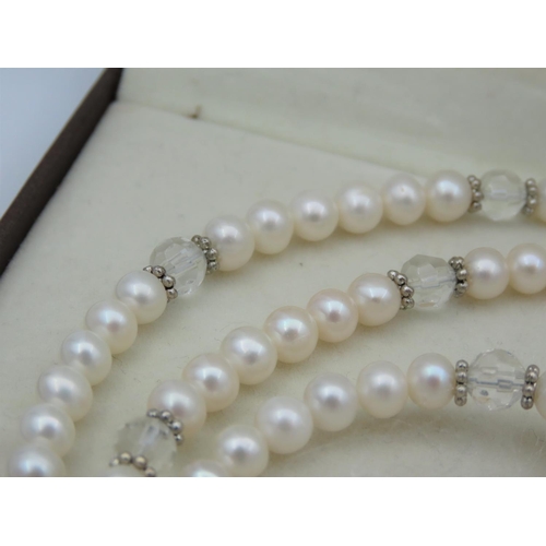 29 - Noriko Ladies Pearl Necklace Attractive Lustre and Hue Silver Mounted with Detailed Clasp