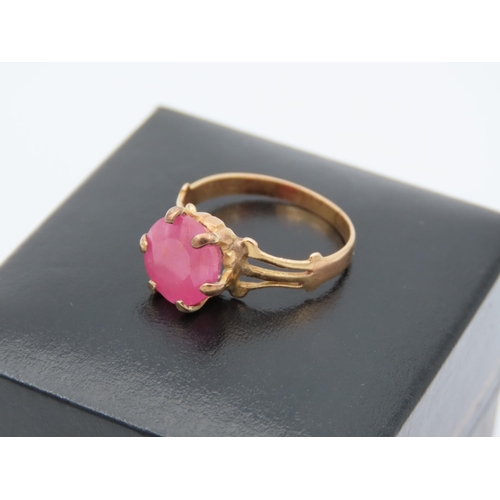 384 - Ruby Centre Stone Ladies Ring Mounted on 18 Carat Gold Band Ruby Measures Approximately 8mm Diameter... 