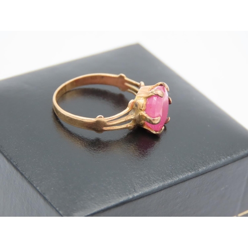 384 - Ruby Centre Stone Ladies Ring Mounted on 18 Carat Gold Band Ruby Measures Approximately 8mm Diameter... 