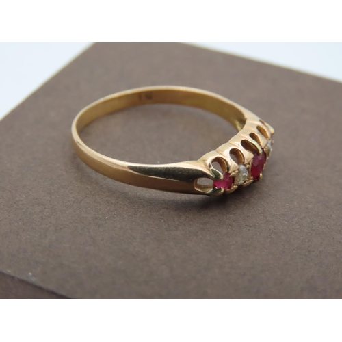 386 - 18 Carat Yellow Gold Ruby and Diamond Ladies Ring Size T and a Half