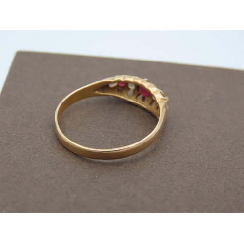 386 - 18 Carat Yellow Gold Ruby and Diamond Ladies Ring Size T and a Half