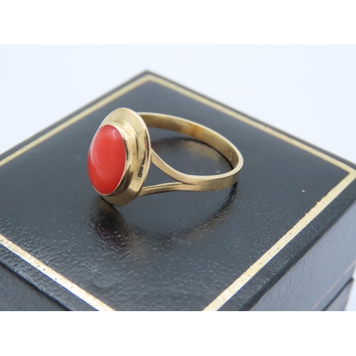 387 - 18 Carat Yellow Gold Coral Ring Size R