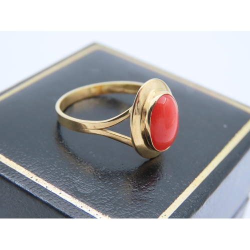 387 - 18 Carat Yellow Gold Coral Ring Size R