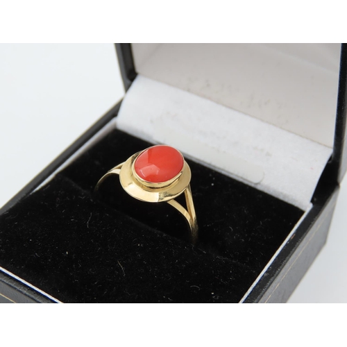 387 - 18 Carat Yellow Gold Coral Ring Size R