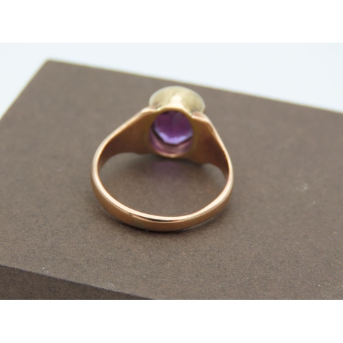 391 - Amethyst Oval Cut Ladies Centre Stone Ring Mounted on 9 Carat Yellow Gold Band Ring Size N and a Hal... 