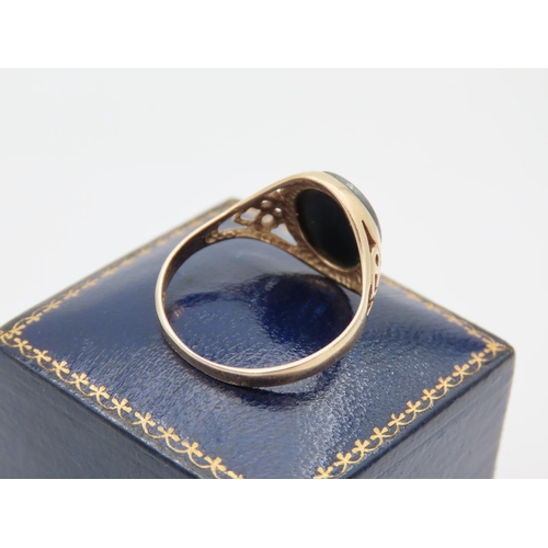 393 - 9 Carat Yellow Gold Mounted Signet Intaglio Hematite Ring