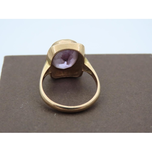 396 - 9 Carat Yellow Gold Amethyst Cocktail Ring Size N Attractive Colour to Centre Stone