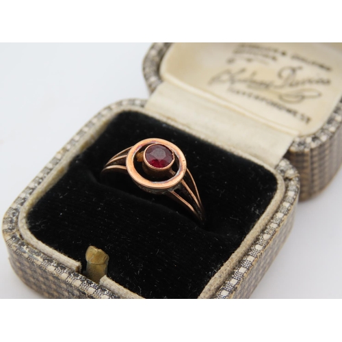 397 - Rose Gold Garnet Set Ladies Ring 9 Carat Gold Hallmarked Chester Ring Size M