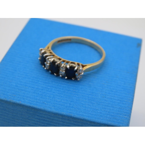 398 - Sapphire and Diamond Half Eternity Ring Mounted on 9 Carat Yellow Gold Ring Size P