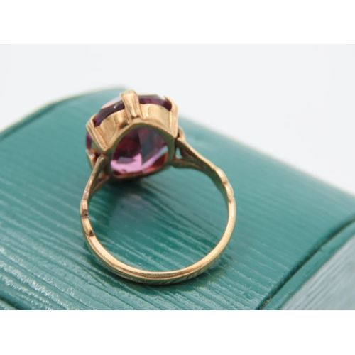 402 - 9 Carat Gold Fancy Gemstone Cushion Cut Ladies Ring Size N and a Half