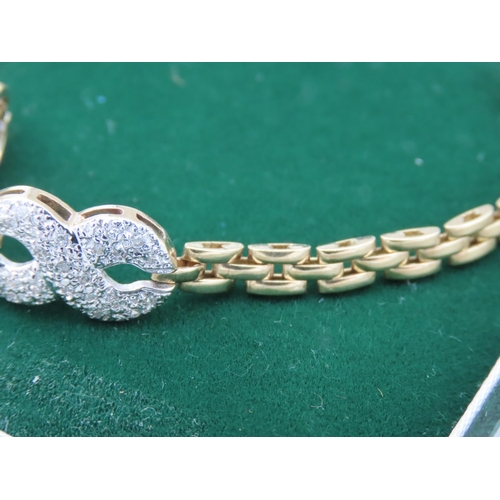 404 - Diamond Ladies Bracelet Articulated Form Mounted on 9 Carat Yellow Gold 19cm Long