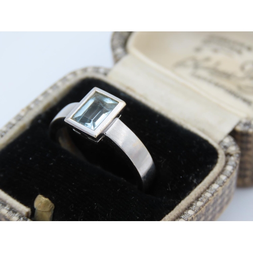 411 - 18 Carat White Gold and Aquamarine Ladies Ring Centre Stone of Attractive Colour Ring Size L