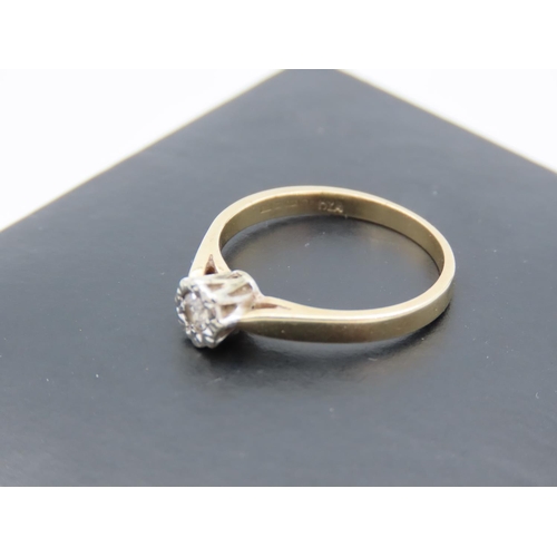 415 - Diamond Solitaire Ring Mounted on 9 Carat Gold Band Ring Size M and a Half