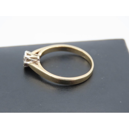 415 - Diamond Solitaire Ring Mounted on 9 Carat Gold Band Ring Size M and a Half