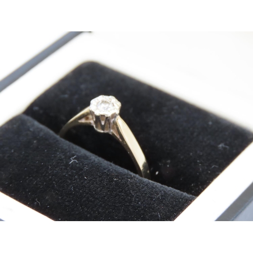 415 - Diamond Solitaire Ring Mounted on 9 Carat Gold Band Ring Size M and a Half