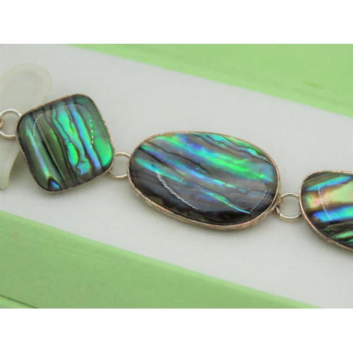 42 - Boulder Opal Set Ladies Bracelet Mounted on Silver Good Pin Fire