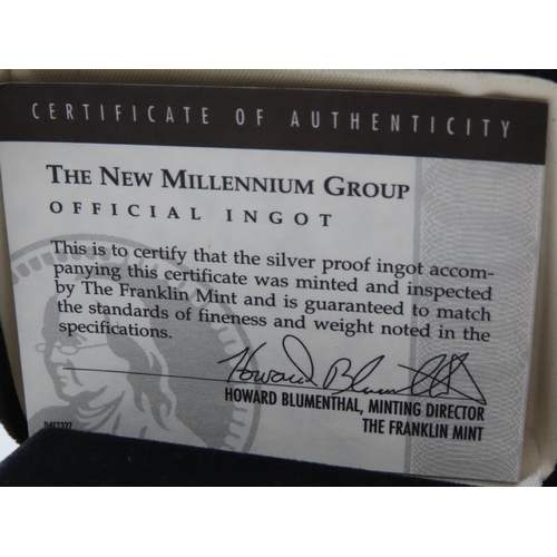 421 - New Millennium Official Silver Proof Ingot with Original Certificate Number 43392