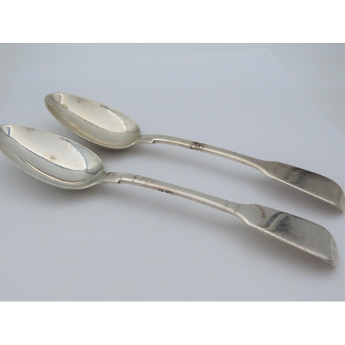 423 - Two Victorian Solid Silver Dessert Spoons by Samuel Hayne and Dudley Cater Hallmarked London 1843