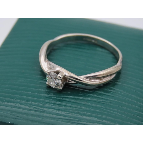 427 - 9 Carat White Gold Diamond Solitaire Ring with Twist Design to Shoulder Approximately Size O and a H... 