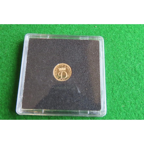 433 - Princess Diana Gold Commemorative Coin Dated 2015 Diameter 11mm Proof 11 Carat Gold Encapsulated Min... 