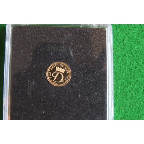 434 - Princess Diana Gold Commemorative Coin Dated 2015 Diameter 11mm Proof 11 Carat Gold Encapsulated Min... 