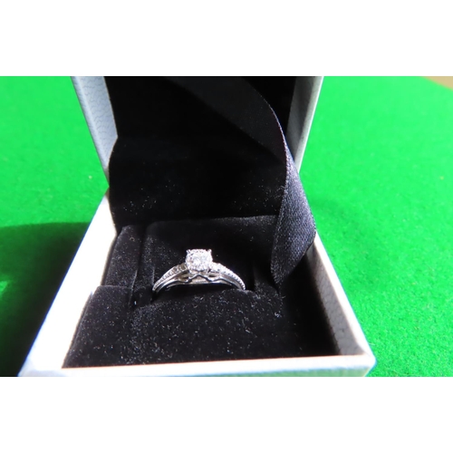 438 - 9 Carat White Gold Ladies Diamond Ring Finely Detailed Ring Size K