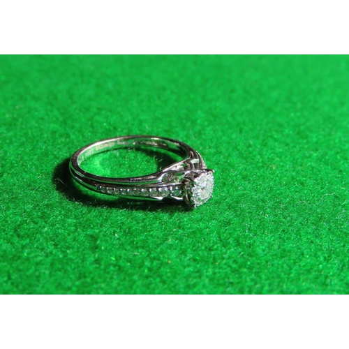 438 - 9 Carat White Gold Ladies Diamond Ring Finely Detailed Ring Size K