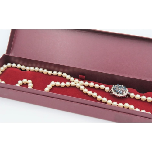 45 - Ladies Pearl Necklace with CZ and Costume Gemstones Attractively Detailed
