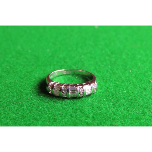 452 - Diamond Set Ladies Band Ring Further Set with Alternate Sections of Round Brilliant Cut Diamonds and... 