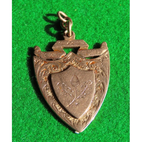 453 - Antique Heavy 9 Carat Gold Shield Form Football Medal with Engraved Decorated with Barton FC Inscrip... 