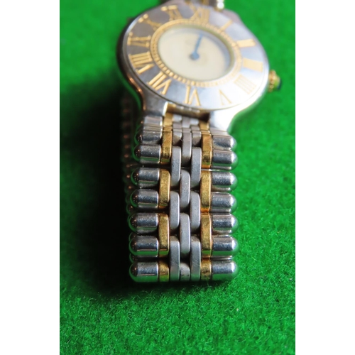 457 - Cartier Ladies Watch with Roman Numeral Decorated Dial Bi Metal Articulated Bracelet Working Order