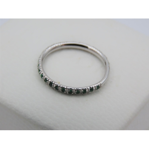 462 - Tsavorite Half Eternity Ladies Ring Mounted on 18 Carat White Gold Band Ring Size K and a Half