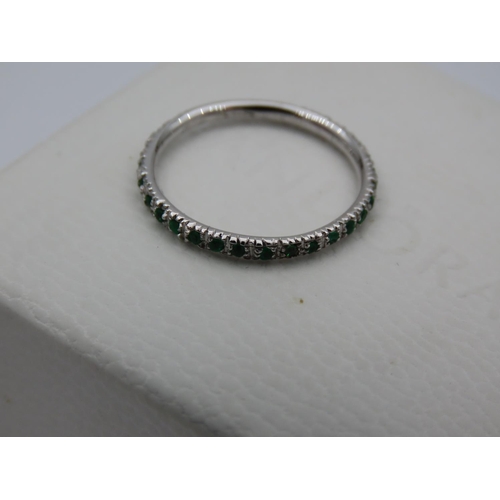 462 - Tsavorite Half Eternity Ladies Ring Mounted on 18 Carat White Gold Band Ring Size K and a Half