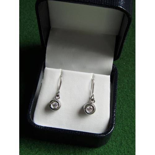 464 - Matching Pair of 18 Carat White Gold Set Diamond Drop Earrings Attractive Form Stones of Good Colour... 