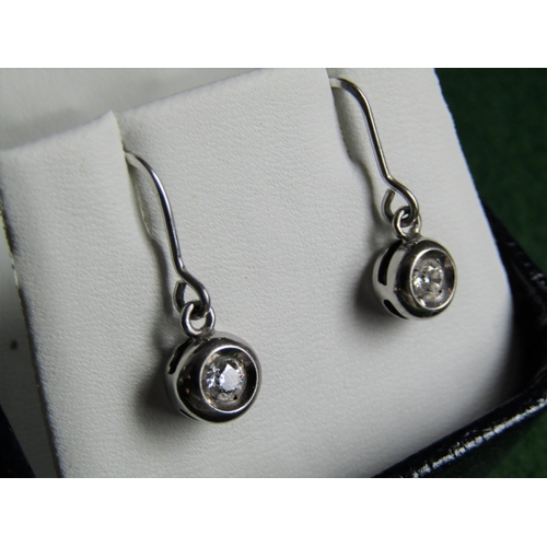 464 - Matching Pair of 18 Carat White Gold Set Diamond Drop Earrings Attractive Form Stones of Good Colour... 