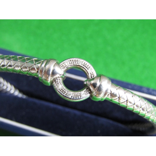 465 - Silver Bulgari Design Ladies Bangle Attractively Chased and Detailed with Diamond Inset Decoration