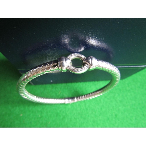 465 - Silver Bulgari Design Ladies Bangle Attractively Chased and Detailed with Diamond Inset Decoration