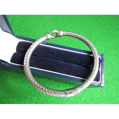 465 - Silver Bulgari Design Ladies Bangle Attractively Chased and Detailed with Diamond Inset Decoration