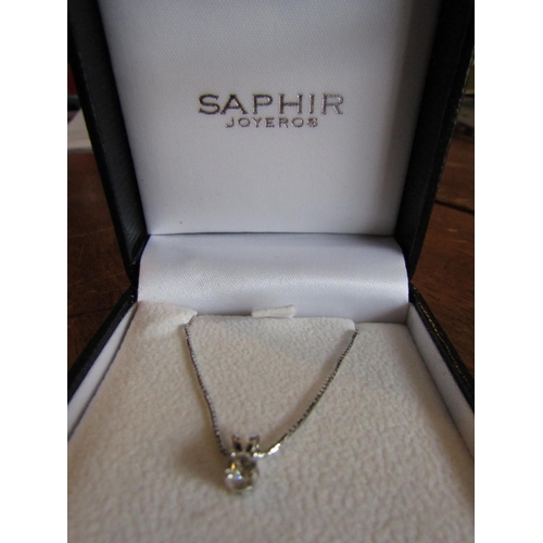 467 - Saphir Ladies Diamond Pendant Necklace Further Mounted on 18 Carat White Gold Chain