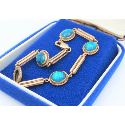 47 - 9 Carat Gold Mounted Ladies Boulder Opal Set Bracelet Good Pin Fire