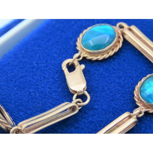 47 - 9 Carat Gold Mounted Ladies Boulder Opal Set Bracelet Good Pin Fire