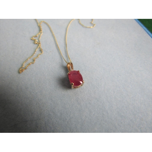 475 - 9 Carat Yellow Gold Mounted Ruby Pendant Necklace with 9 Carat Gold Chain