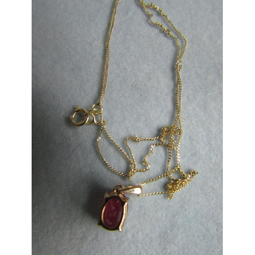 475 - 9 Carat Yellow Gold Mounted Ruby Pendant Necklace with 9 Carat Gold Chain