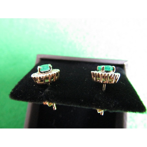 477 - Pair of 9 Carat Gold Emerald and Diamond Cluster Earrings Emeralds of Attractive Colour