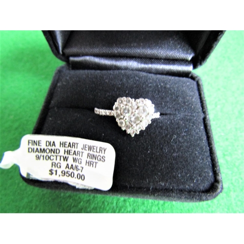 484 - Heart Motif Diamond Cluster Ring Mounted on 10 Carat White Gold Band Please Note: Purchased in Ameri... 