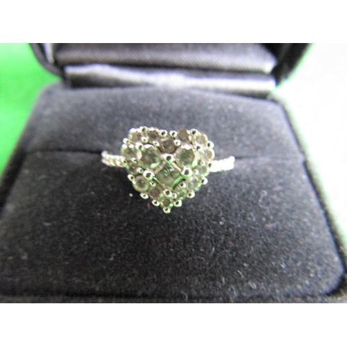 484 - Heart Motif Diamond Cluster Ring Mounted on 10 Carat White Gold Band Please Note: Purchased in Ameri... 